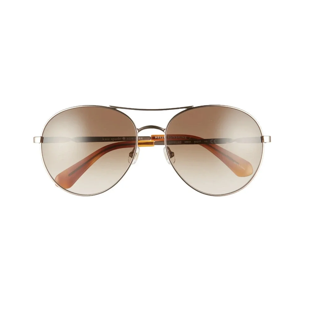 Kate Spade Timeless Chic Aviator UV Sunglasses Gold Brown w/ Pink Case
